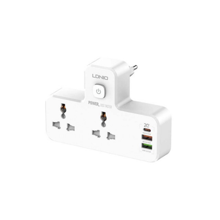LDNIO Power Strip 2 Port with 2 USB and 1 USB-C PD & QC3.0 EU (SC2311) – White